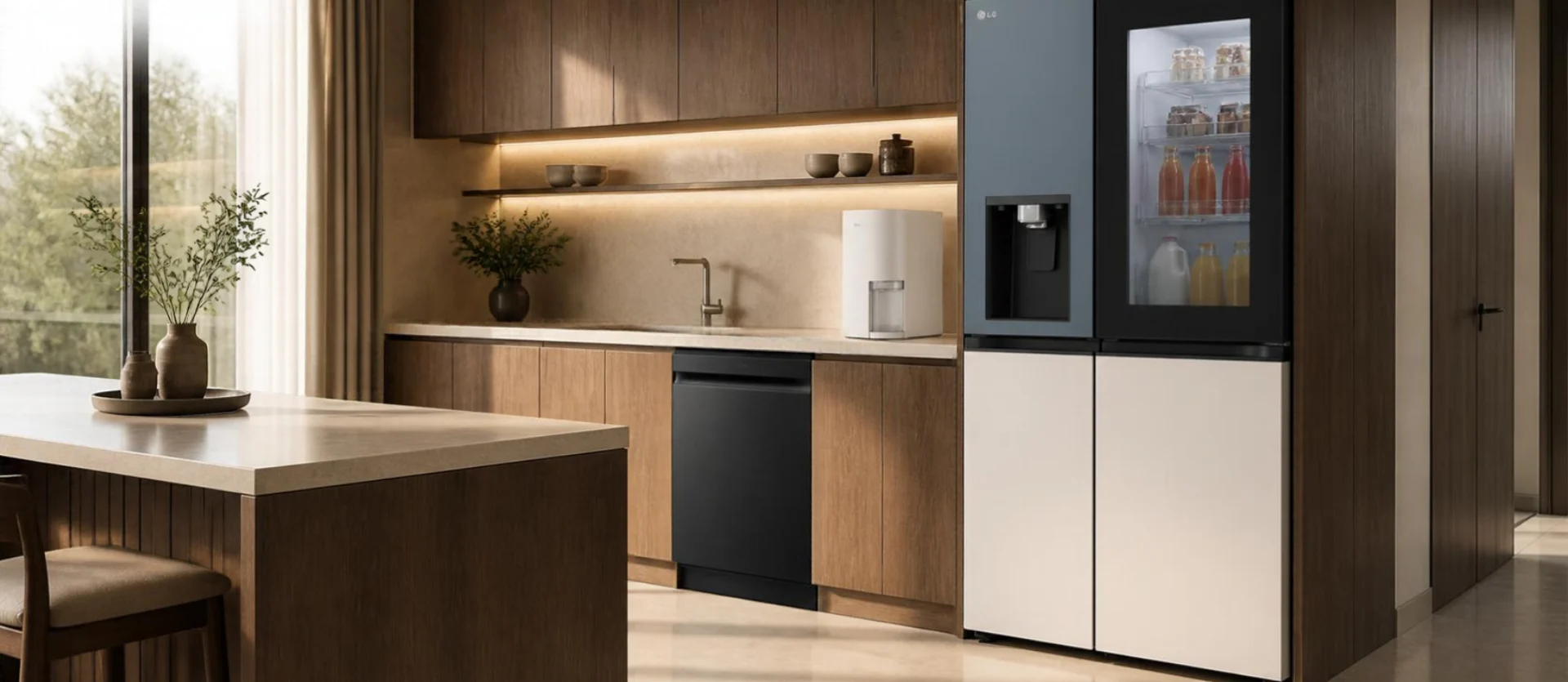 ครัวพรีเมียม ตกแต่งด้วยเครื่องใช้ไฟฟ้า LG