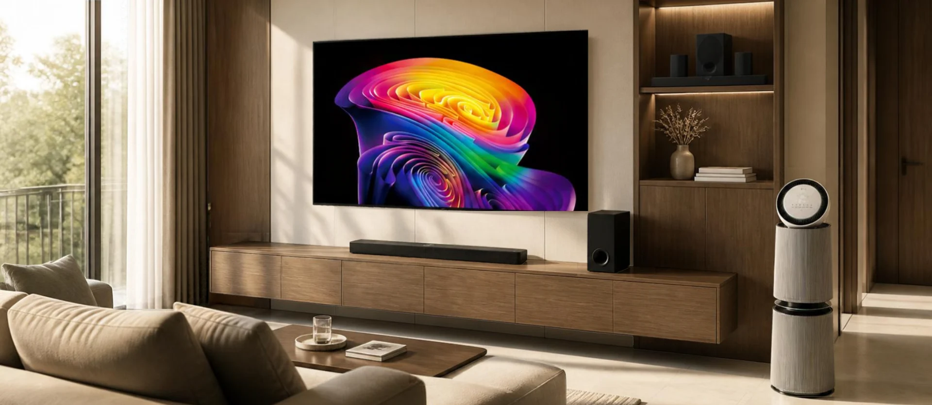 ห้องนั่งเล่นหรู ตกแต่งด้วยเครื่องใช้ไฟฟ้า LG
